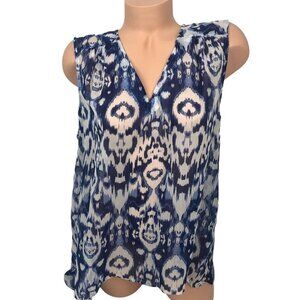 VIOLET & CLAIRE Size XL Sheer V‎ Neck Sleeveless Hi Low Tank Top Shirt Geometric